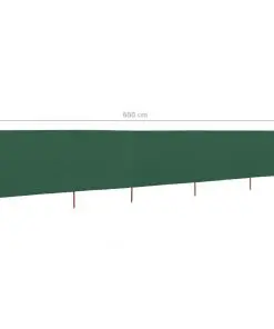 vidaXL 5-panel Wind Screen Fabric 600×120 cm Green