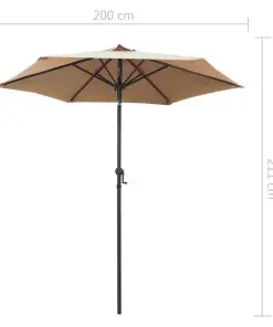 vidaXL Parasol Taupe 200×211 cm Aluminium
