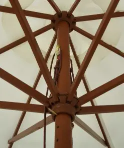 vidaXL Outdoor Parasol with Wooden Pole 330 cm Sand White