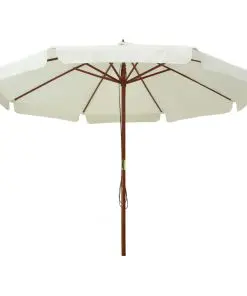 vidaXL Outdoor Parasol with Wooden Pole 330 cm Sand White