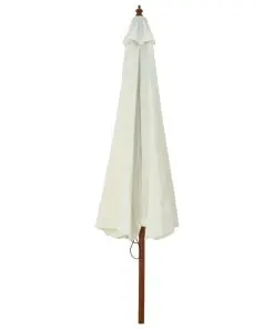 vidaXL Outdoor Parasol with Wooden Pole 330 cm Sand White