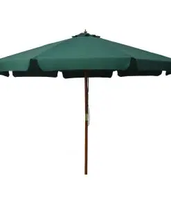 vidaXL Outdoor Parasol with Wooden Pole 330 cm Green