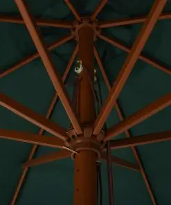 vidaXL Outdoor Parasol with Wooden Pole 330 cm Green