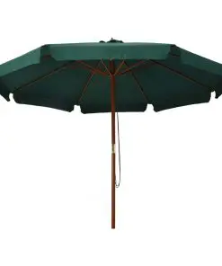 vidaXL Outdoor Parasol with Wooden Pole 330 cm Green