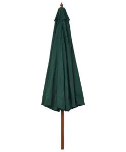 vidaXL Outdoor Parasol with Wooden Pole 330 cm Green