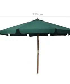 vidaXL Outdoor Parasol with Wooden Pole 330 cm Green