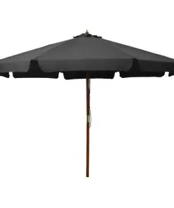vidaXL Outdoor Parasol with Wooden Pole 330 cm Anthracite
