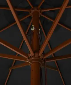 vidaXL Outdoor Parasol with Wooden Pole 330 cm Anthracite