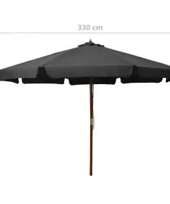 vidaXL Outdoor Parasol with Wooden Pole 330 cm Anthracite