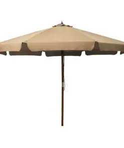 vidaXL Outdoor Parasol with Wooden Pole 330 cm Taupe