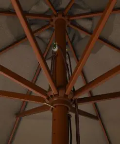 vidaXL Outdoor Parasol with Wooden Pole 330 cm Taupe