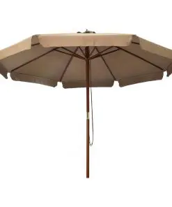 vidaXL Outdoor Parasol with Wooden Pole 330 cm Taupe