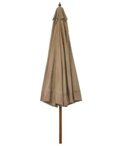 vidaXL Outdoor Parasol with Wooden Pole 330 cm Taupe