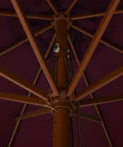 vidaXL Outdoor Parasol with Wooden Pole 330 cm Burgundy