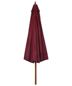 vidaXL Outdoor Parasol with Wooden Pole 330 cm Burgundy