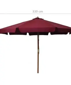 vidaXL Outdoor Parasol with Wooden Pole 330 cm Burgundy