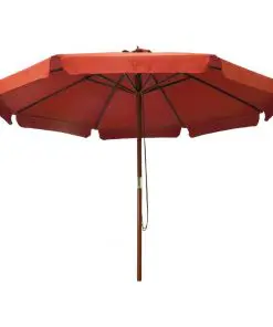 vidaXL Outdoor Parasol with Wooden Pole 330 cm Terracotta
