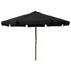 vidaXL Outdoor Parasol with Wooden Pole 330 cm Black