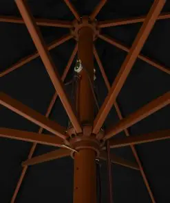 vidaXL Outdoor Parasol with Wooden Pole 330 cm Black