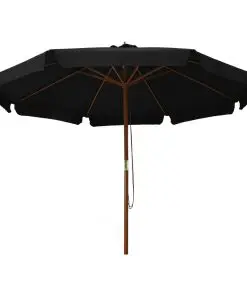 vidaXL Outdoor Parasol with Wooden Pole 330 cm Black