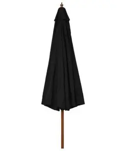 vidaXL Outdoor Parasol with Wooden Pole 330 cm Black