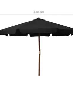 vidaXL Outdoor Parasol with Wooden Pole 330 cm Black