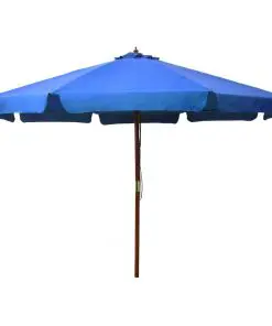 vidaXL Outdoor Parasol with Wooden Pole 330 cm Azure
