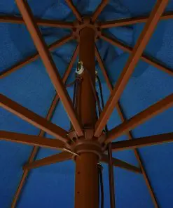 vidaXL Outdoor Parasol with Wooden Pole 330 cm Azure