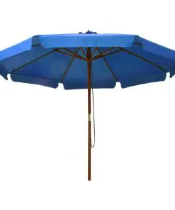 vidaXL Outdoor Parasol with Wooden Pole 330 cm Azure