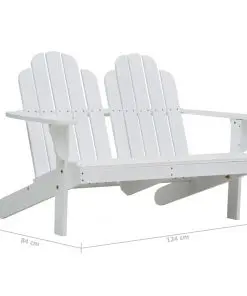 vidaXL Double Adirondack Chair Wood White