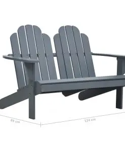 vidaXL Double Adirondack Chair Wood Grey