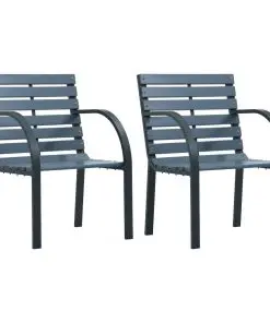 vidaXL Garden Chairs 2 pcs Grey Wood