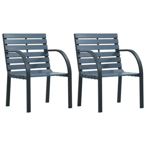 vidaXL Garden Chairs 2 pcs Grey Wood