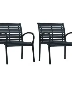 vidaXL Garden Chairs 2 pcs Black Steel and WPC