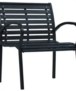vidaXL Garden Chairs 2 pcs Black Steel and WPC