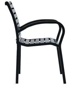 vidaXL Garden Chairs 2 pcs Black Steel and WPC