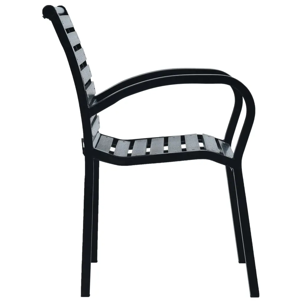 vidaXL Garden Chairs 2 pcs Black Steel and WPC