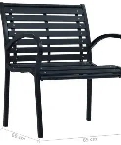 vidaXL Garden Chairs 2 pcs Black Steel and WPC
