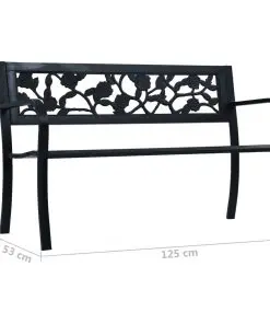 vidaXL Garden Bench 125 cm Black Steel