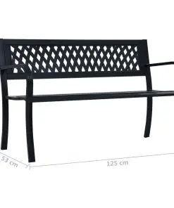vidaXL Garden Bench 125 cm Black Steel