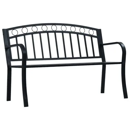 vidaXL Garden Bench 125 cm Black Steel