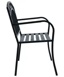 vidaXL Garden Bench 125 cm Black Steel