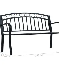 vidaXL Garden Bench 125 cm Black Steel