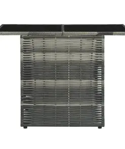 vidaXL 3 Piece Bistro Set with Cushions Poly Rattan Grey