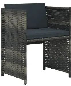 vidaXL 3 Piece Bistro Set with Cushions Poly Rattan Grey