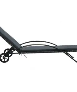 vidaXL Sun Loungers with Table Poly Rattan Anthracite