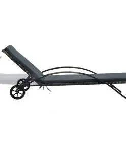 vidaXL Sun Loungers with Table Poly Rattan Anthracite