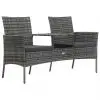 vidaXL 2-Seater Garden Sofa with Tea Table Poly Rattan Anthracite