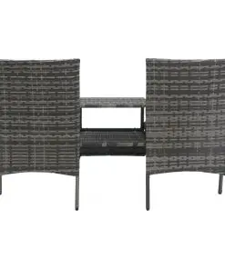 vidaXL 2-Seater Garden Sofa with Tea Table Poly Rattan Anthracite