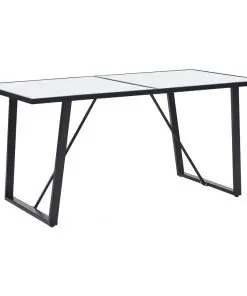 vidaXL Dining Table White 140x70x75 cm Tempered Glass